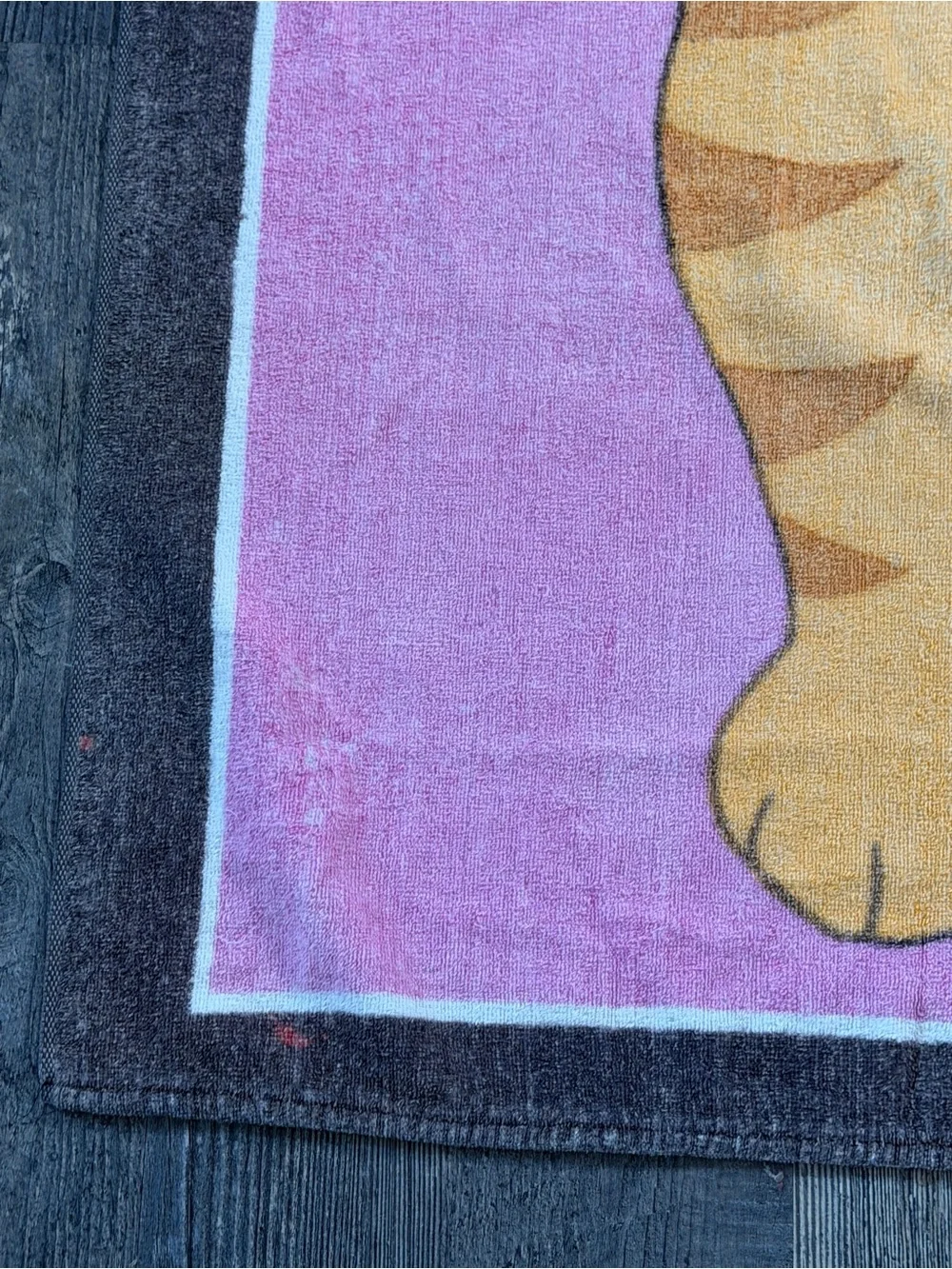 Vintage 1996 Stevens Tastermaker Ginger Cat Beach Towel Pink USA Made tabby